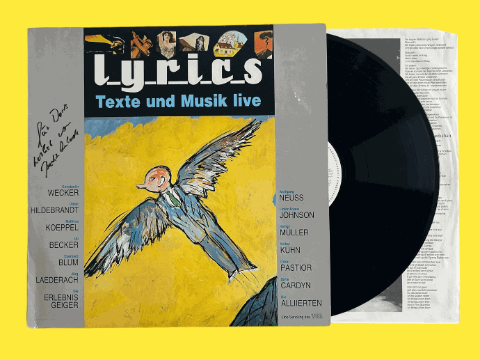 Wir digitalisieren Ihre LPs und Schellacks Langspielplatte in Hülle mit Titel Lyrics als Muster