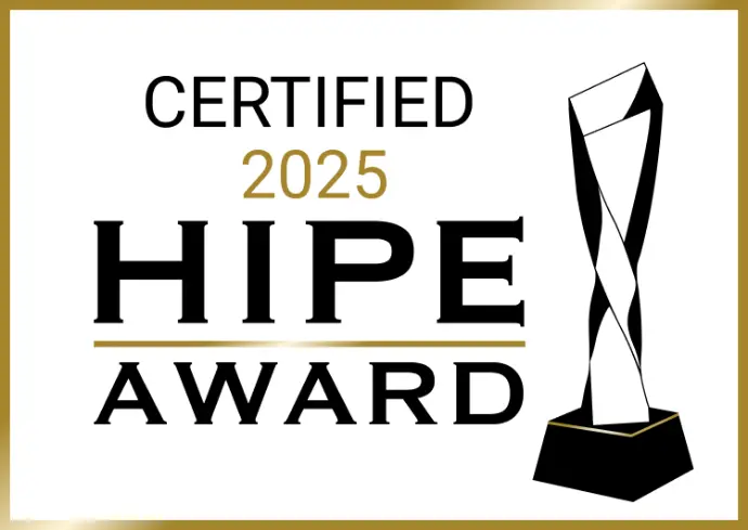 FORVIDEO hat den HIPE Award gewonnen Logo des gewonnenen Dienstleistungsaward namens HIPE Award 2025